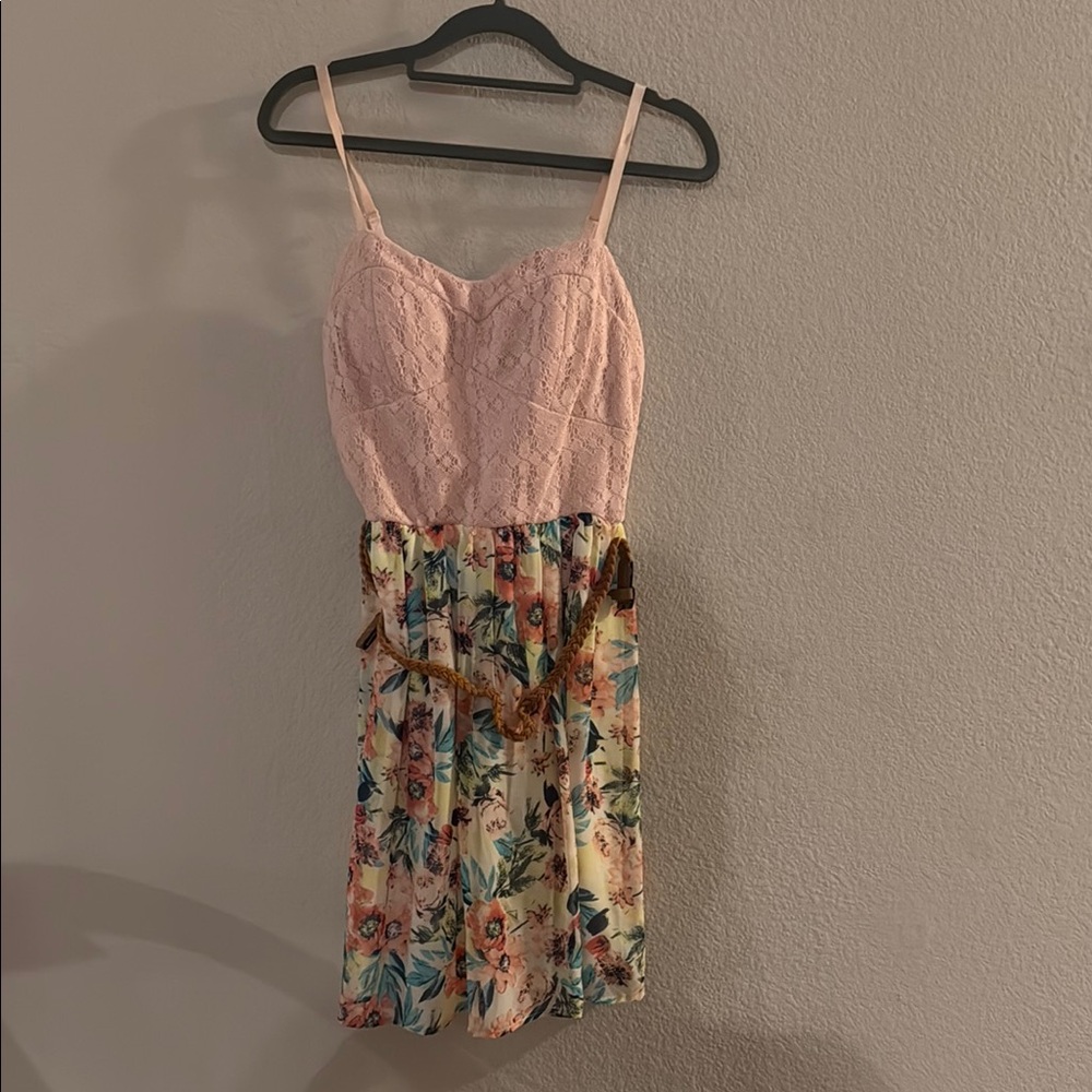 AUW Pink and Cream Pleated Sundress